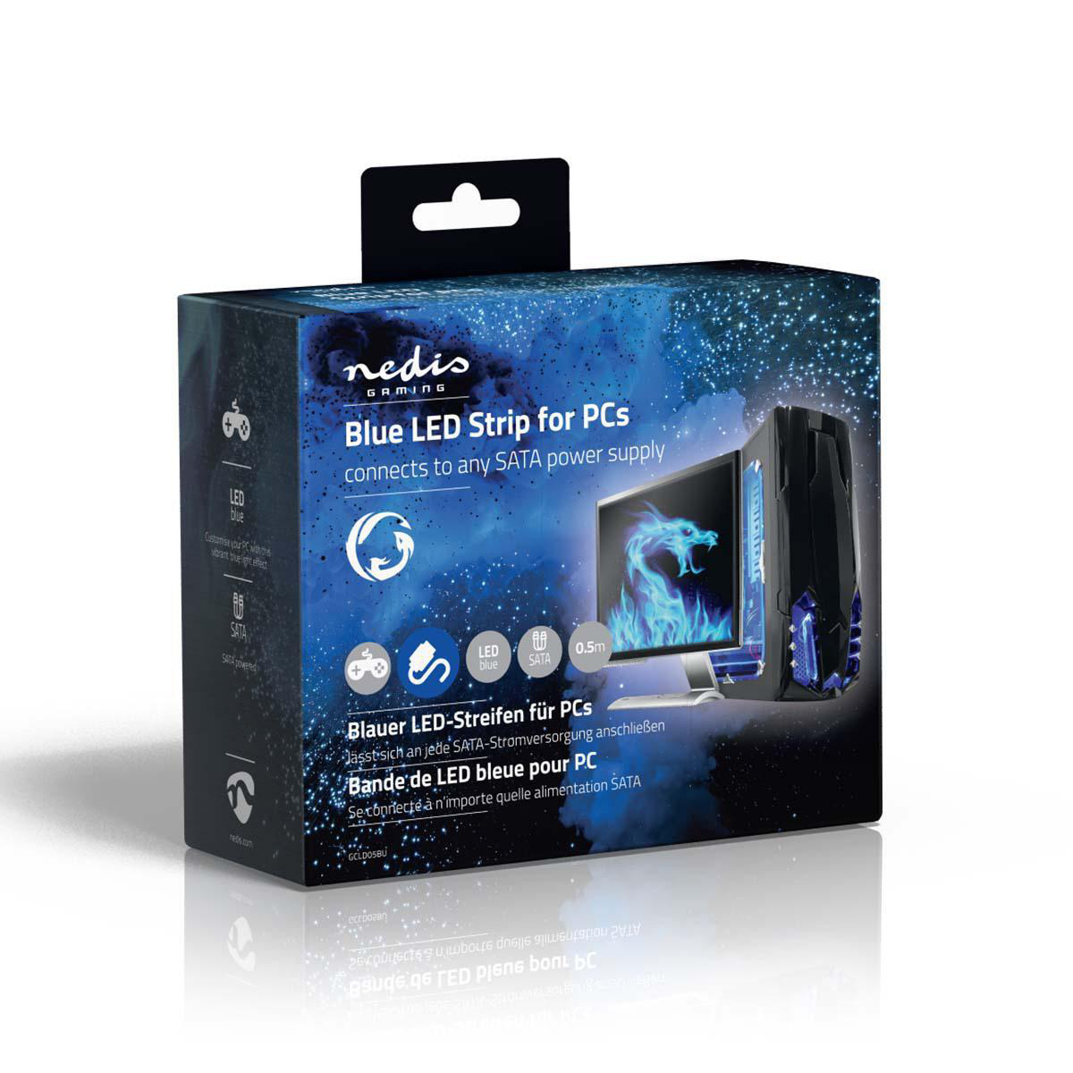 Nedis Gaming LED-strip met SATA-voeding voor computers / blauw - 50 cm - Afbeelding 7