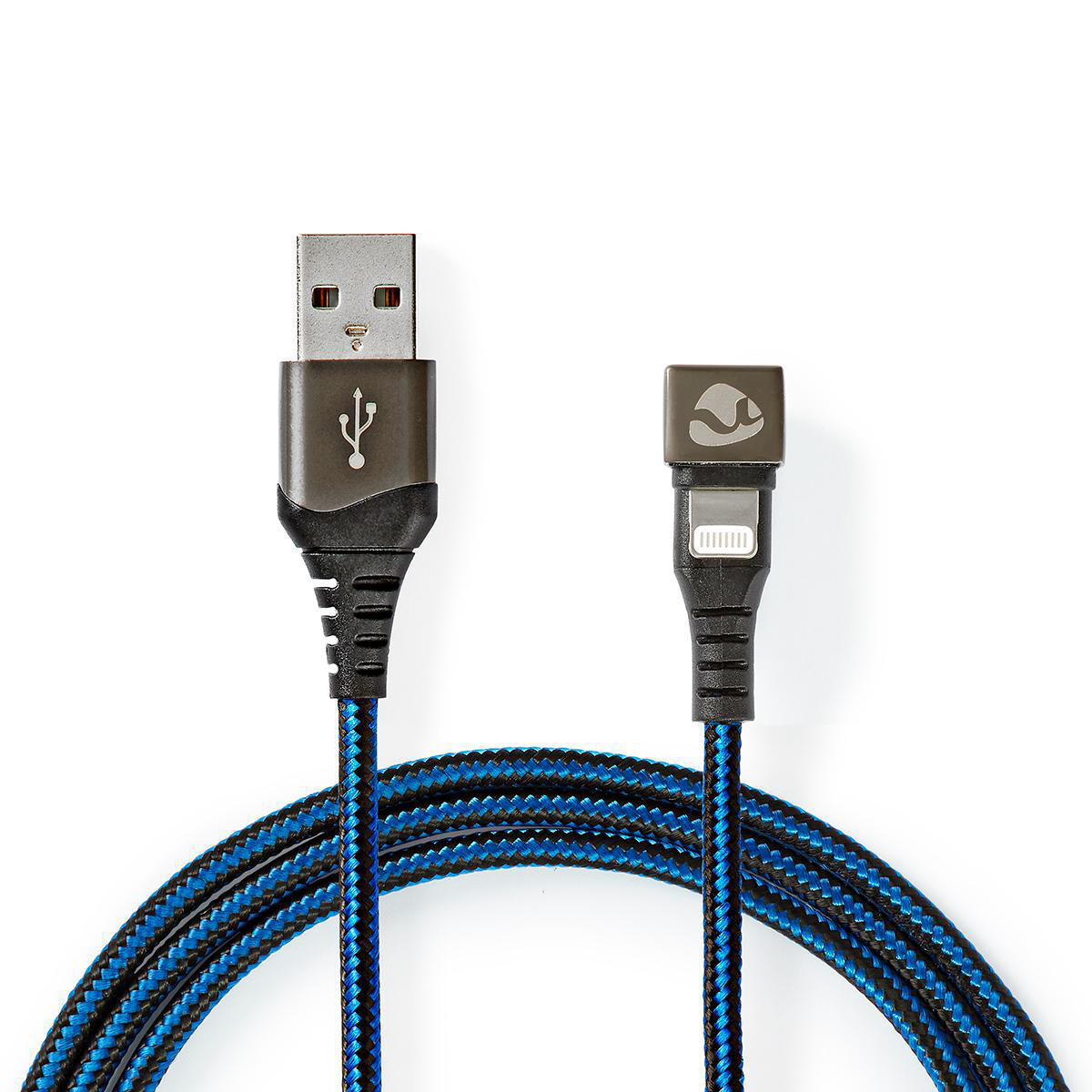 Nedis Gaming ZYOQUO 8-pins Lightning 180° haaks naar USB-A kabel - USB2.0 - tot 3A / blauw - 1 meter - Afbeelding 2