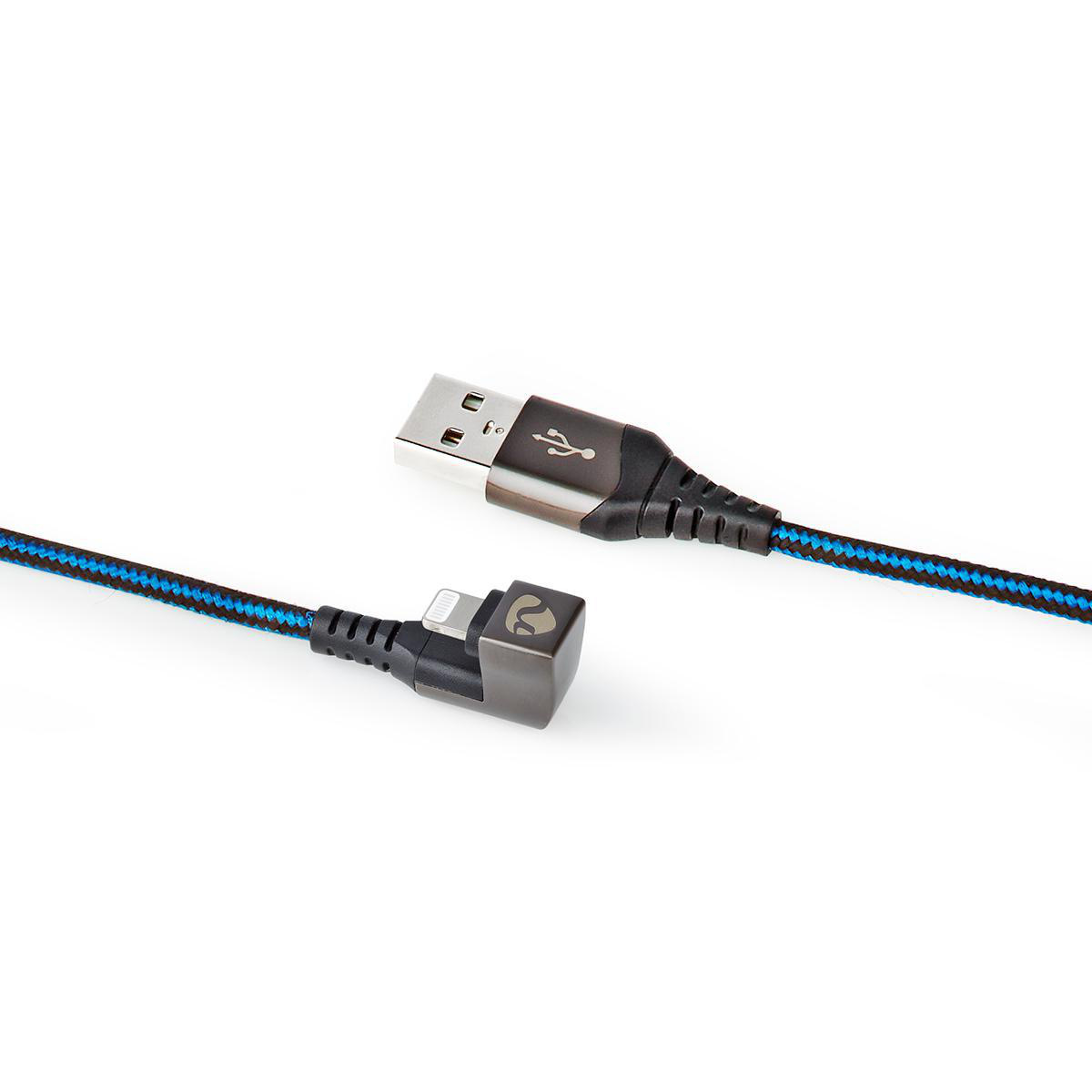 Nedis Gaming ZYOQUO 8-pins Lightning 180° haaks naar USB-A kabel - USB2.0 - tot 3A / blauw - 1 meter - Afbeelding 4