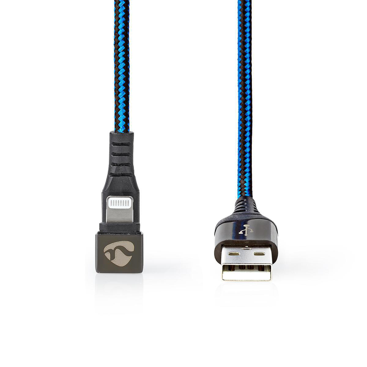Nedis Gaming ZYOQUO 8-pins Lightning 180° haaks naar USB-A kabel - USB2.0 - tot 3A / blauw - 2 meter - Afbeelding 3