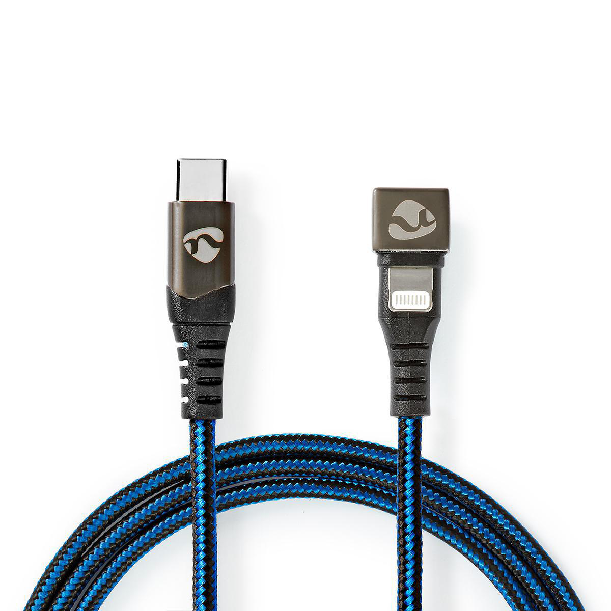 Nedis Gaming ZYOQUO 8-pins Lightning 180° haaks naar USB-C kabel - USB2.0 - tot 20V/3A / blauw - 2 meter - Afbeelding 2