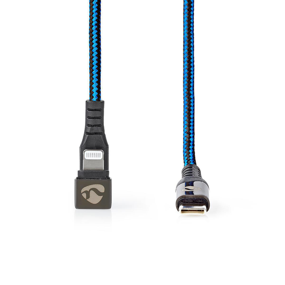Nedis Gaming ZYOQUO 8-pins Lightning 180° haaks naar USB-C kabel - USB2.0 - tot 20V/3A / blauw - 2 meter - Afbeelding 3