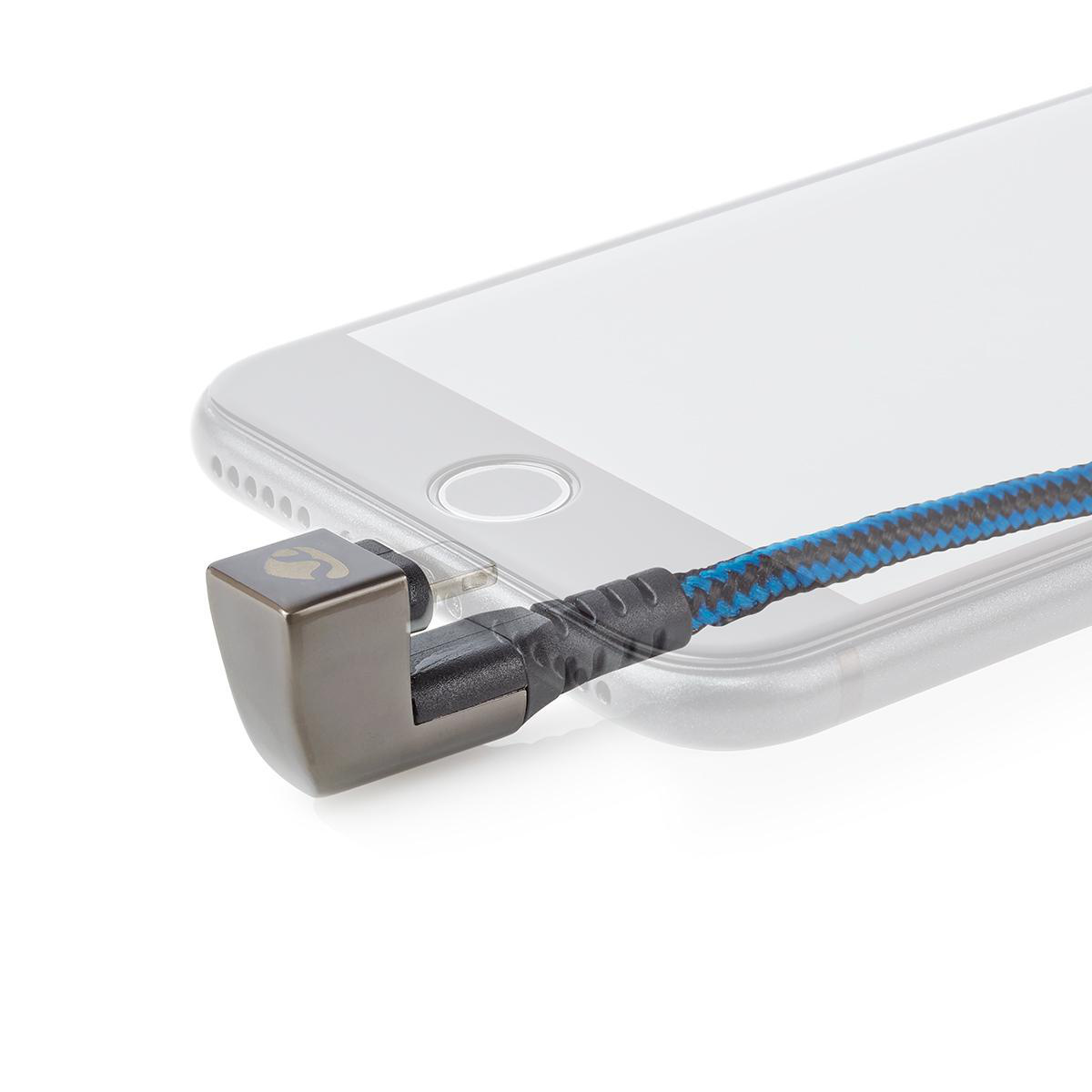 Nedis Gaming ZYOQUO 8-pins Lightning 180° haaks naar USB-C kabel - USB2.0 - tot 20V/3A / blauw - 2 meter - Afbeelding 6