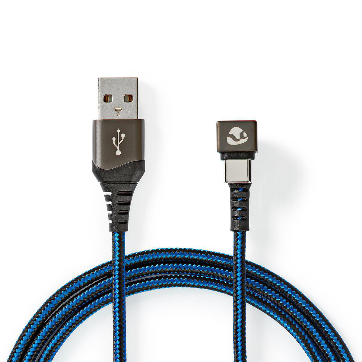 Nedis Gaming ZYOQUO USB-C 180° haaks naar USB-A snellaadkabel - USB2.0 - tot 3A / blauw - 2 meter - Afbeelding 2