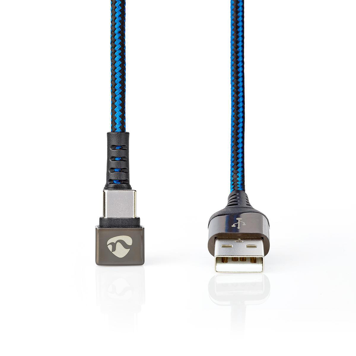 Nedis Gaming ZYOQUO USB-C 180° haaks naar USB-A snellaadkabel - USB2.0 - tot 3A / blauw - 2 meter - Afbeelding 3