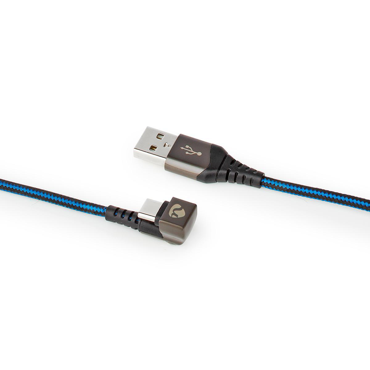 Nedis Gaming ZYOQUO USB-C 180° haaks naar USB-A snellaadkabel - USB2.0 - tot 3A / blauw - 2 meter - Afbeelding 4