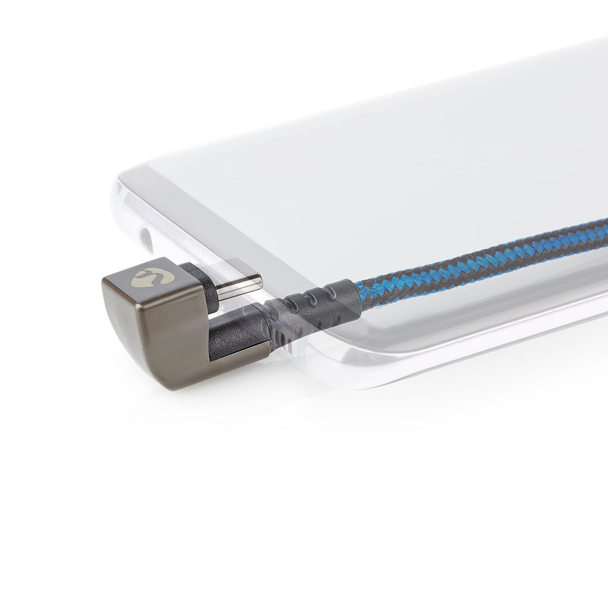 Nedis Gaming ZYOQUO USB-C 180° haaks naar USB-A snellaadkabel - USB2.0 - tot 3A / blauw - 2 meter - Afbeelding 6