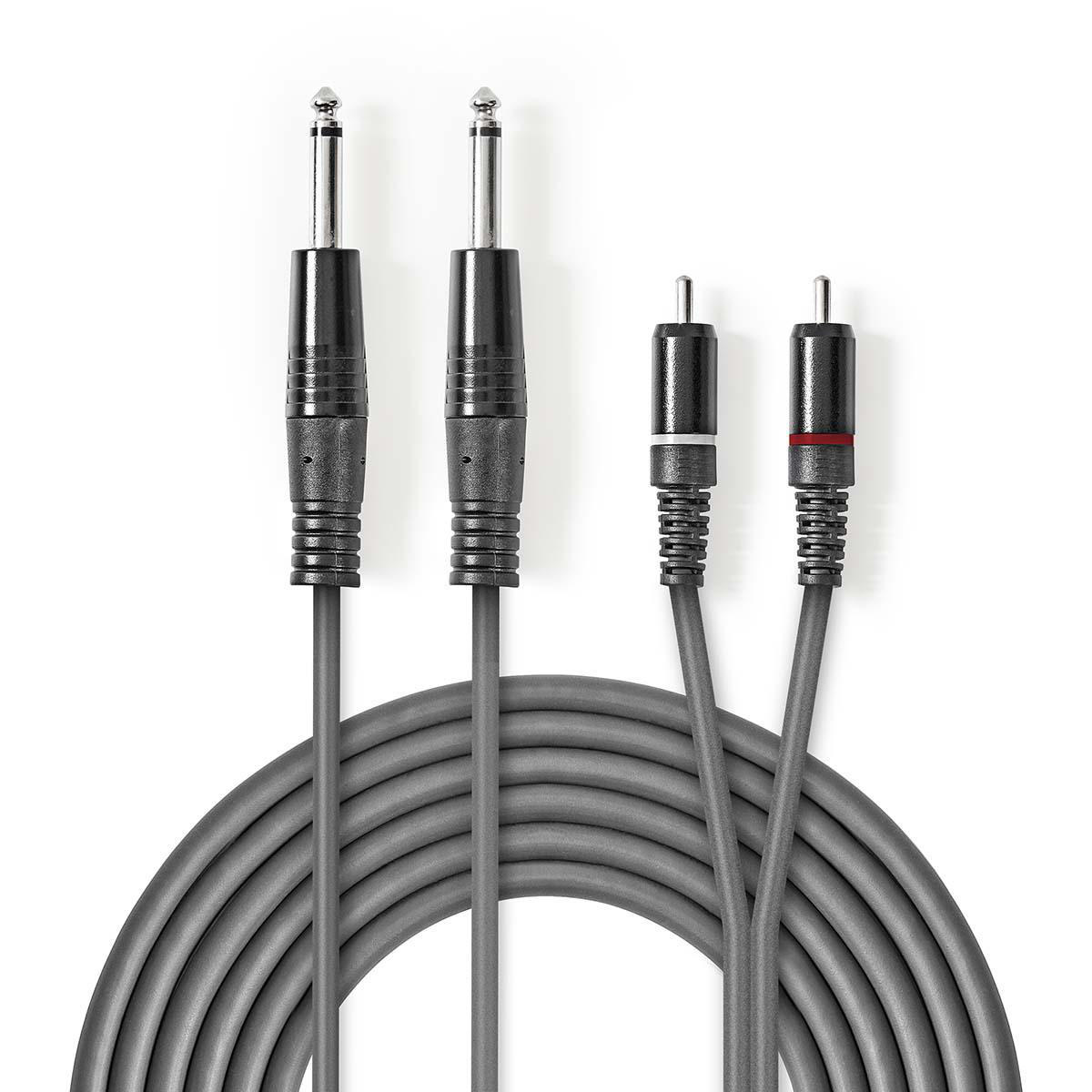 Nedis 2x 6,35mm Jack - Tulp stereo audio kabel - 3 meter