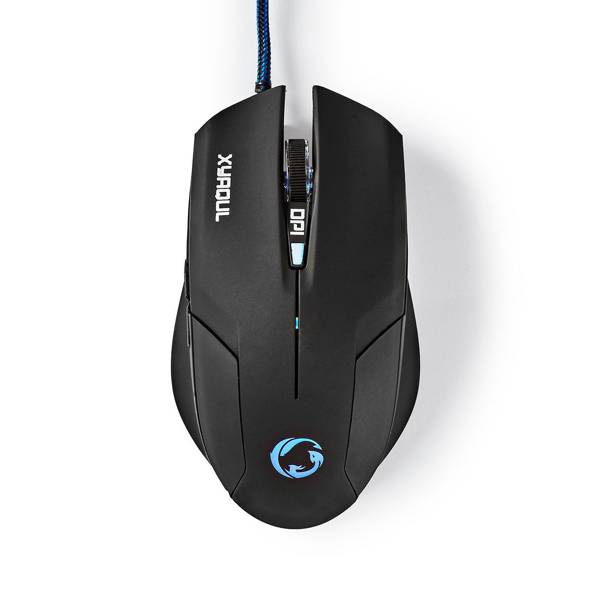 Nedis Gaming XYAQUL bedrade USB muis met 6 knoppen - 800-1600 DPI / zwart - 1,5 meter - Afbeelding 2