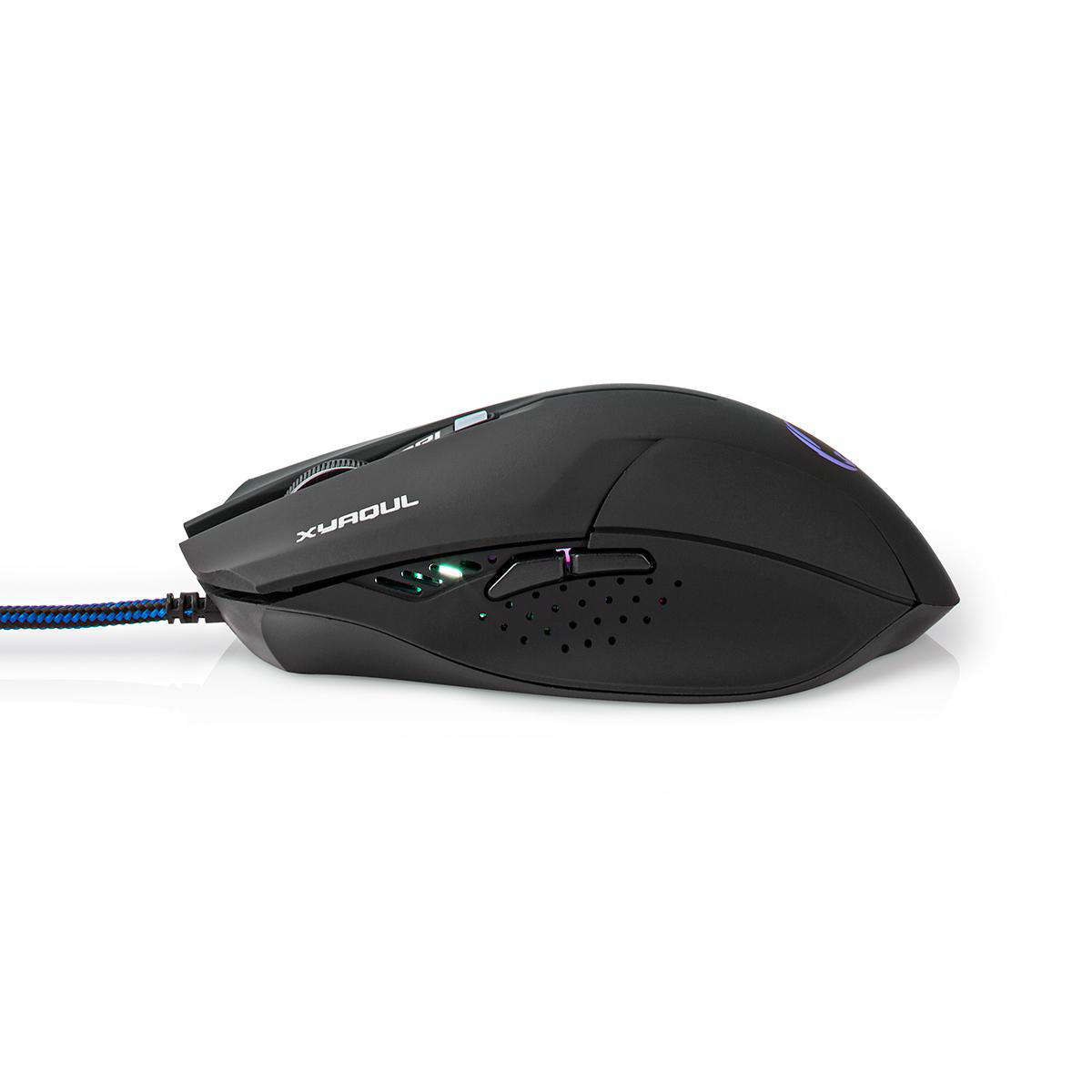 Nedis Gaming XYAQUL bedrade USB muis met 6 knoppen - 800-1600 DPI / zwart - 1,5 meter - Afbeelding 4