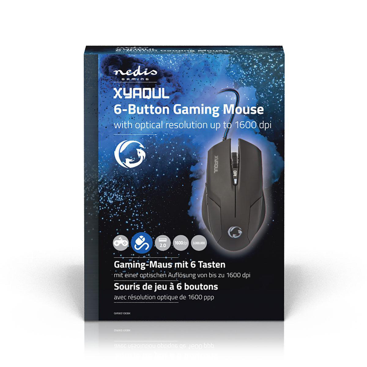 Nedis Gaming XYAQUL bedrade USB muis met 6 knoppen - 800-1600 DPI / zwart - 1,5 meter - Afbeelding 8