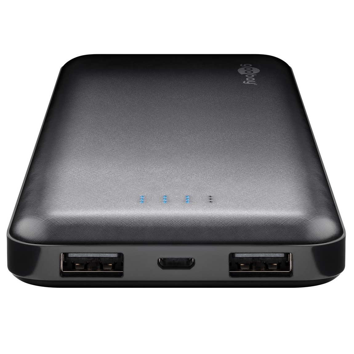 Goobay Powerbank Slimline met 2x USB-A (max. 2A) - 10.000 mAh / zwart - Afbeelding 2