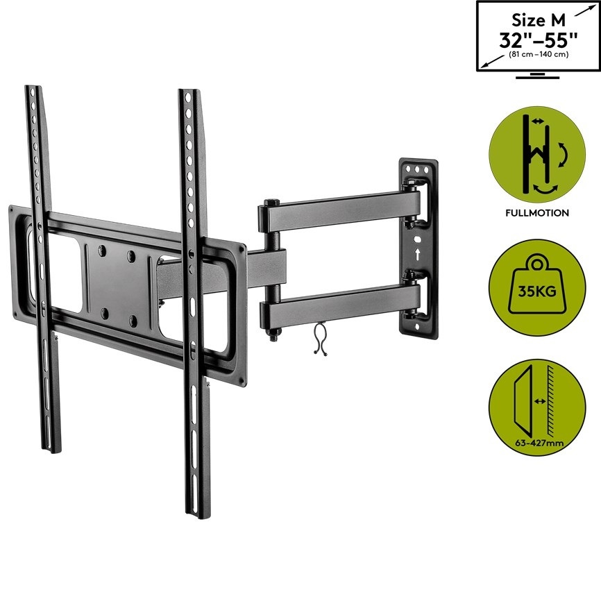 Goobay Basic series Full Motion M muurbeugel voor schermen tot 55 inch / 3 draaipunten - Afbeelding 8