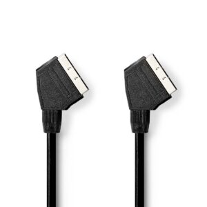 SCART-Kabel | SCART Male | SCART Male | Vernikkeld | 480p | 2.00 m | Rond | PVC | Zwart | Doos