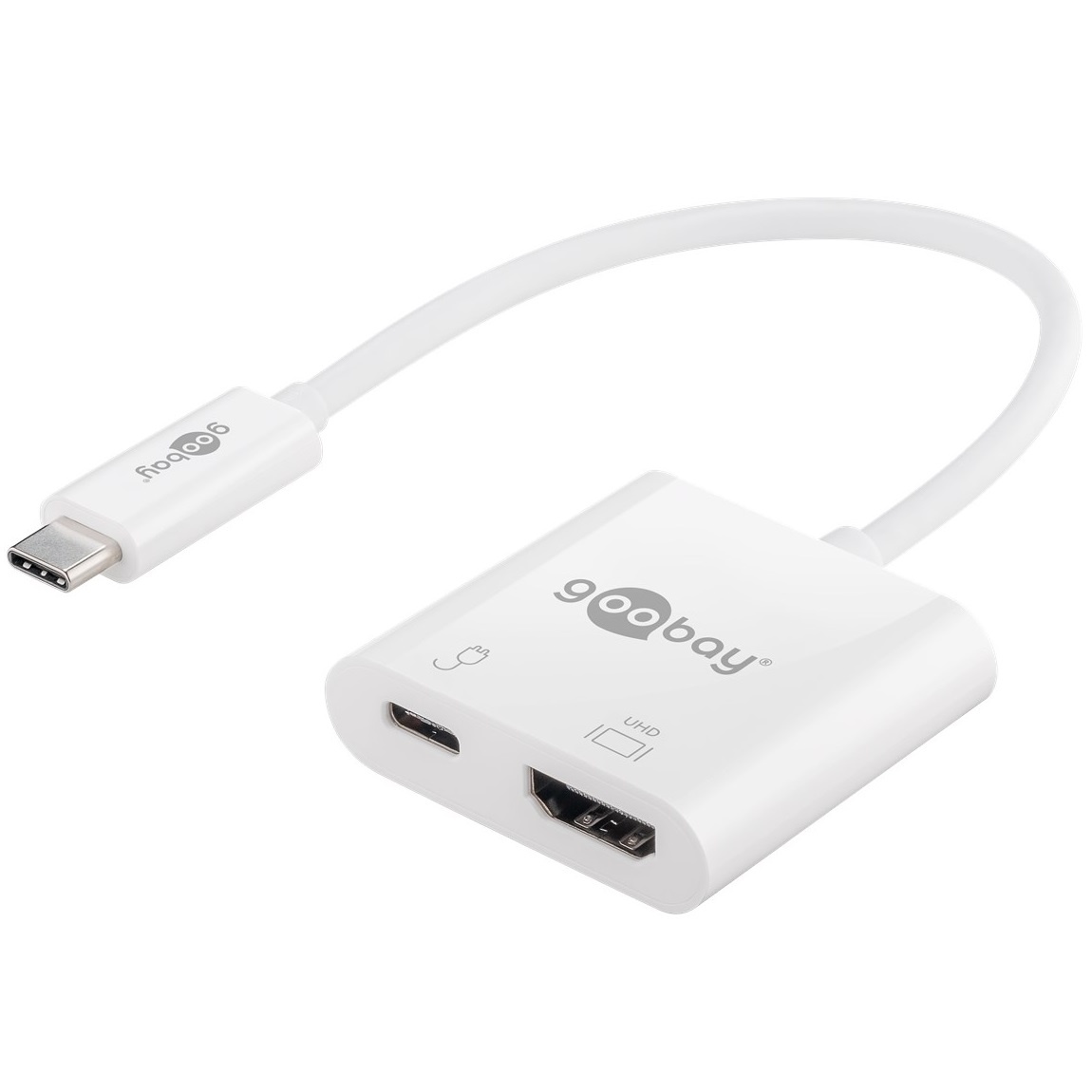 Goobay USB-C naar HDMI 4K 60Hz en USB-C PD 60W adapter / wit - 0,15 meter - Afbeelding 2