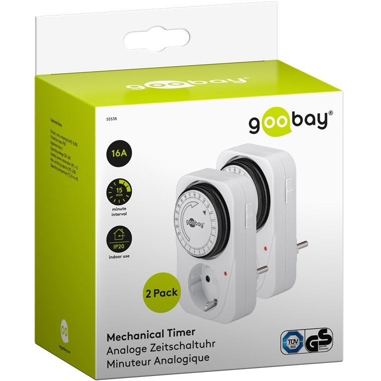 Goobay tijdschakelklok set van 2 stuks - mechanisch (96 schakelingen per 24u) - voor binnen / wit - Afbeelding 6