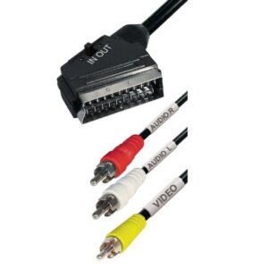 SCART-Kabel | SCART Male | 3x RCA Male | Vernikkeld | Schakelbaar | 480p | 1.00 m | Rond | PVC | Zwart | Envelop