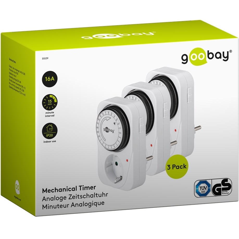 Goobay tijdschakelklok set van 3 stuks - mechanisch (96 schakelingen per 24u) - voor binnen / wit - Afbeelding 6