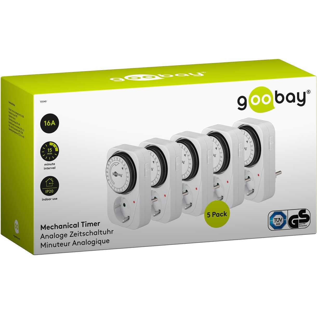 Goobay tijdschakelklok set van 5 stuks - mechanisch (96 schakelingen per 24u) - voor binnen / wit - Afbeelding 6