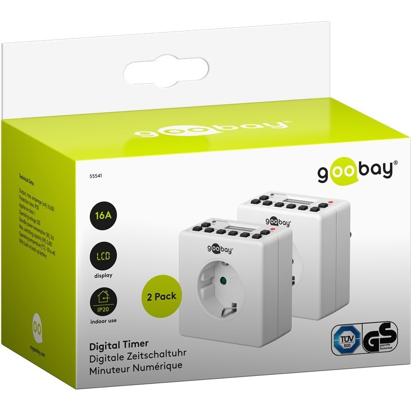 Goobay compacte tijdschakelklok set van 2 stuks - digitaal (10 programma's per week) - voor binnen / wit - Afbeelding 6
