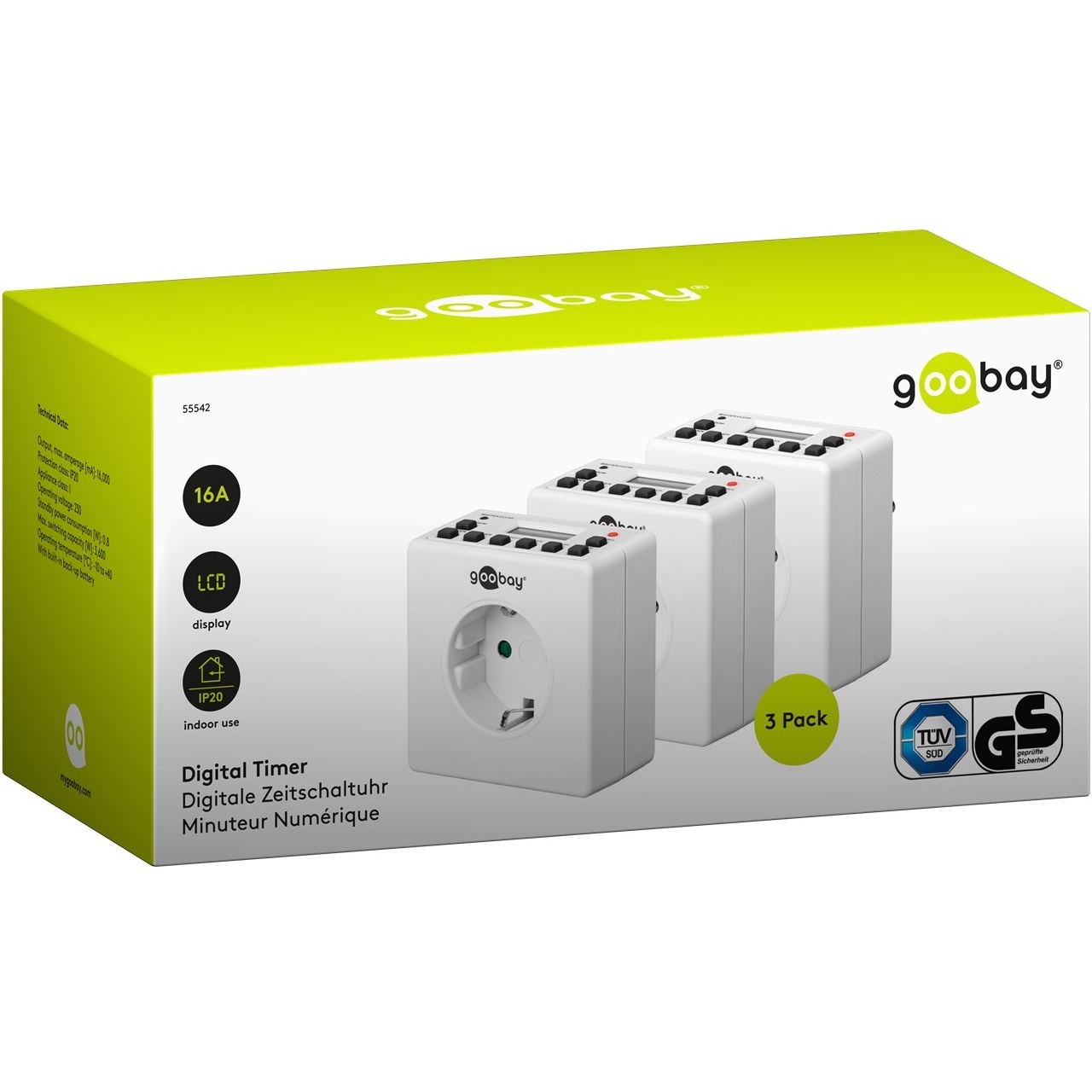 Goobay compacte tijdschakelklok set van 3 stuks - digitaal (10 programma's per week) - voor binnen / wit - Afbeelding 6