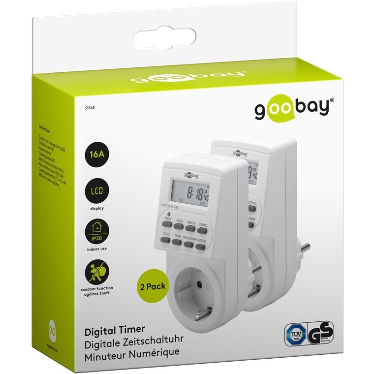 Goobay tijdschakelklok set van 2 stuks - digitaal (10 programma's per week) - voor binnen / wit - Afbeelding 5