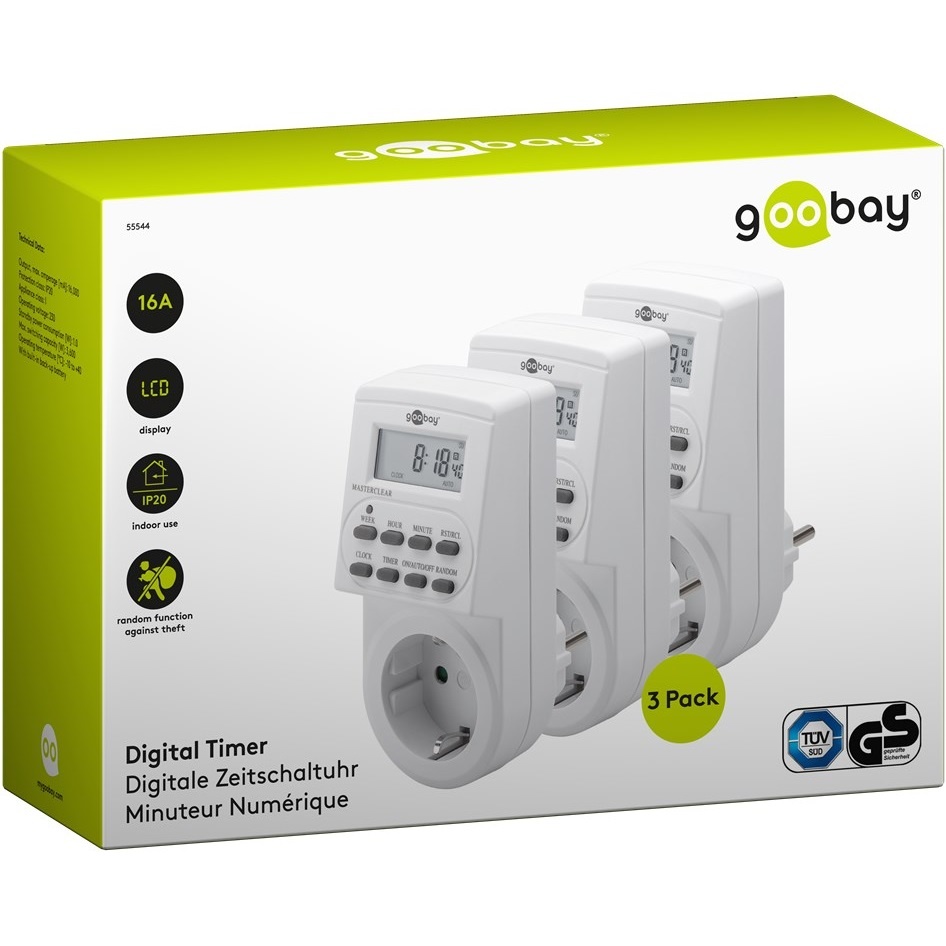 Goobay tijdschakelklok set van 3 stuks - digitaal (10 programma's per week) - voor binnen / wit - Afbeelding 5