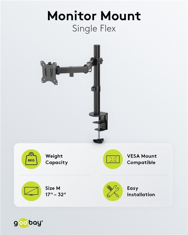 Goobay bureaubeugel voor monitoren tot 32 inch | full motion - Afbeelding 6