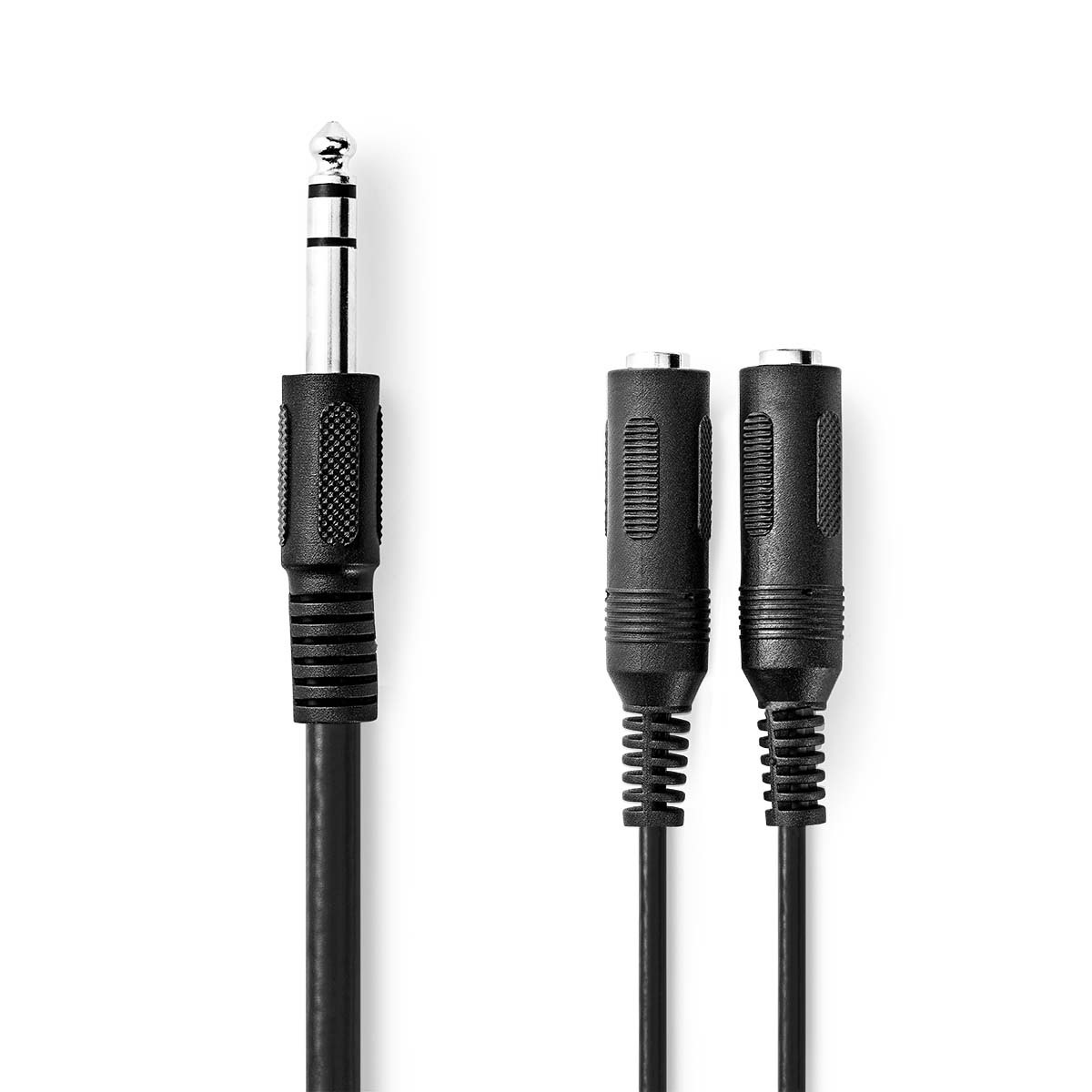 Nedis 6,35mm Jack stereo audio splitter / zwart - 0,20 meter