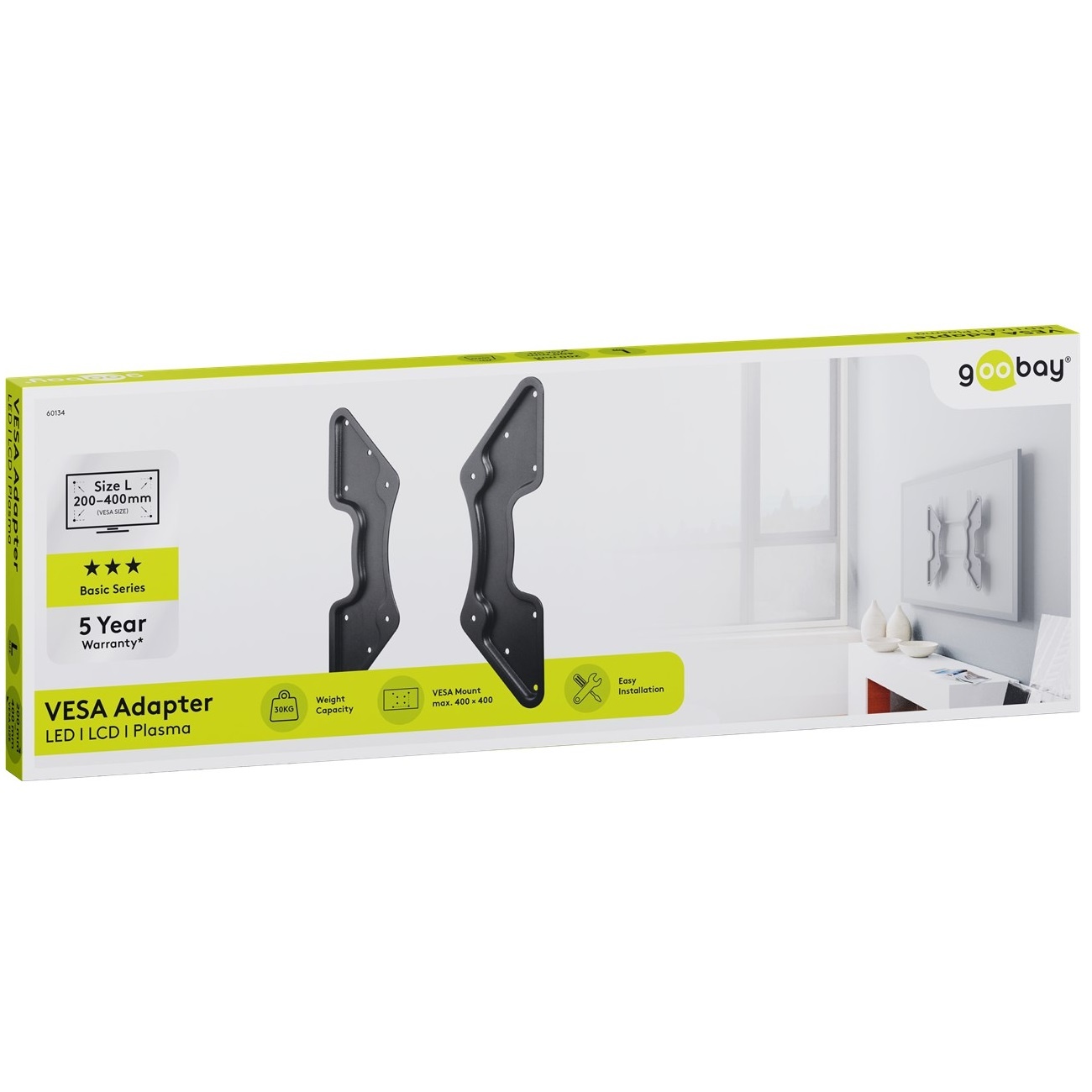 Goobay VESA-adapter VESA 200 (beugel) naar VESA 300, 400/200 en 400 (scherm) / zwart - Afbeelding 6
