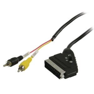 SCART-Kabel | SCART Male | 2x RCA Male | Vernikkeld | Schakelbaar | 480p | 2.00 m | Rond | PVC | Zwart | Polybag