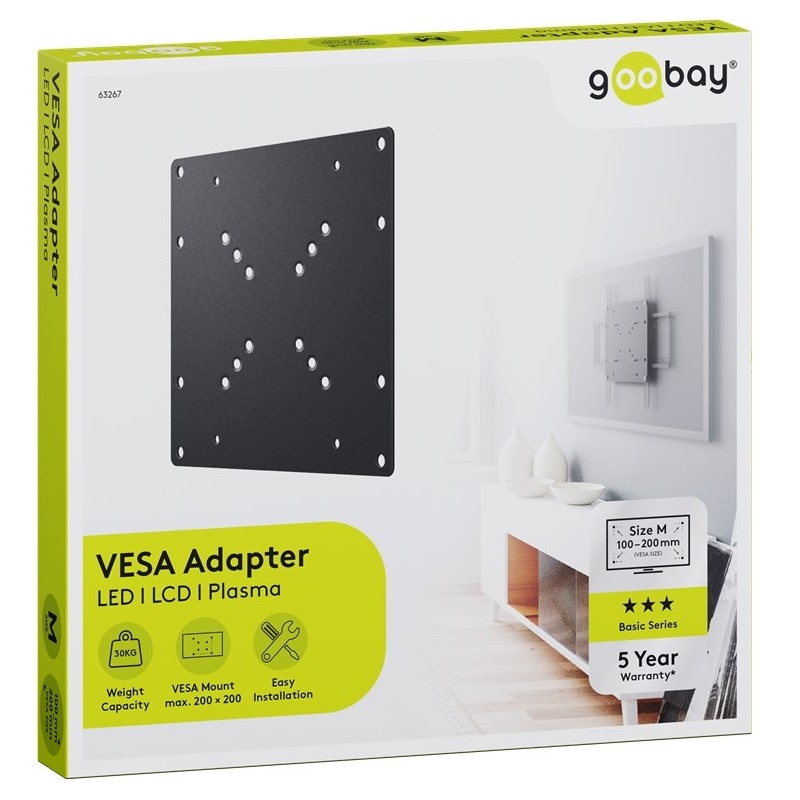 Goobay VESA-adapter VESA 50, 75 en 100 (beugel) naar VESA 200/100 en 200 (scherm) / zwart - Afbeelding 6