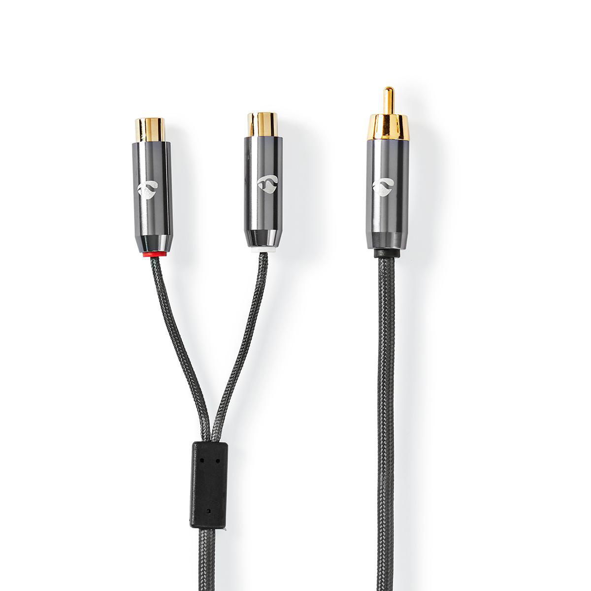 Nedis Premium Subwoofer/Tulp mono (m) - Tulp stereo (v) audio adapter / zwart - 0,20 meter