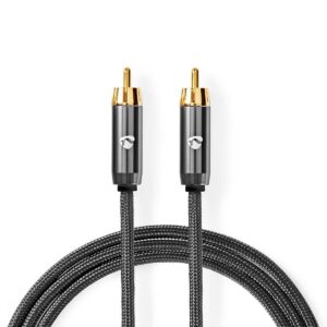 Digitale Audiokabel | RCA Male | RCA Male | Verguld | 1.00 m | Rond | Katoen | Gun Metal Grijs | Cover Window Box