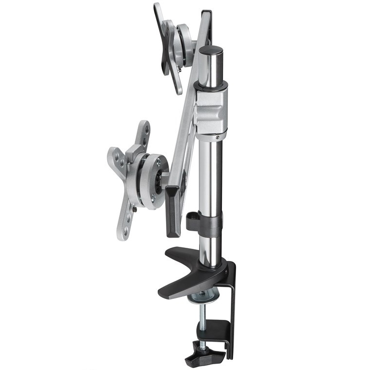 Goobay Twin bureaubeugel voor 2 monitoren tot 23 inch / full motion / zilver/zwart - Afbeelding 2