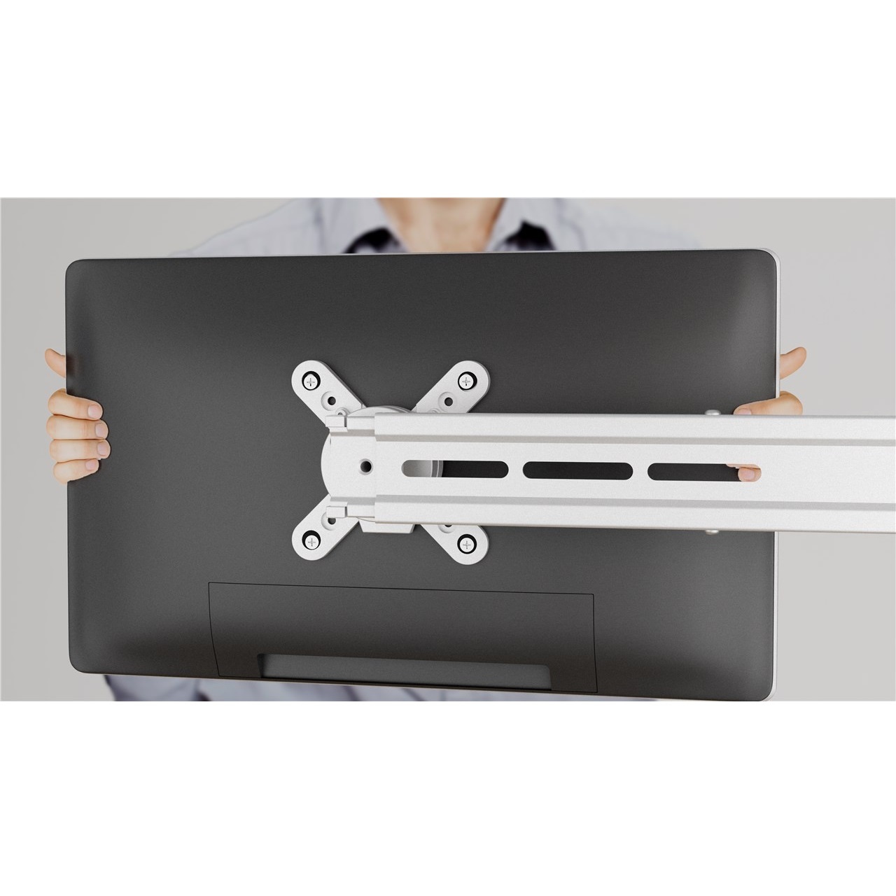 Goobay Twin bureaubeugel voor 2 monitoren tot 23 inch / full motion / zilver/zwart - Afbeelding 4