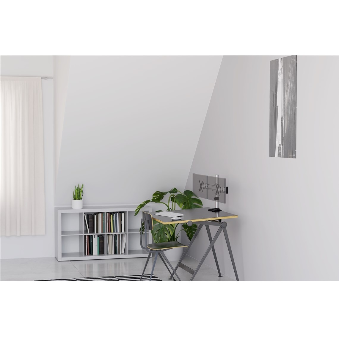 Goobay Twin bureaubeugel voor 2 monitoren tot 23 inch / full motion / zilver/zwart - Afbeelding 5