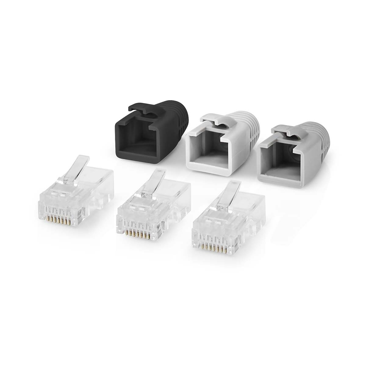 Nedis RJ45 krimp connectoren (UTP) met doorsteekmontage voor CAT6 netwerkkabel (vast/flexibel) - 10 stuks (incl. huls)