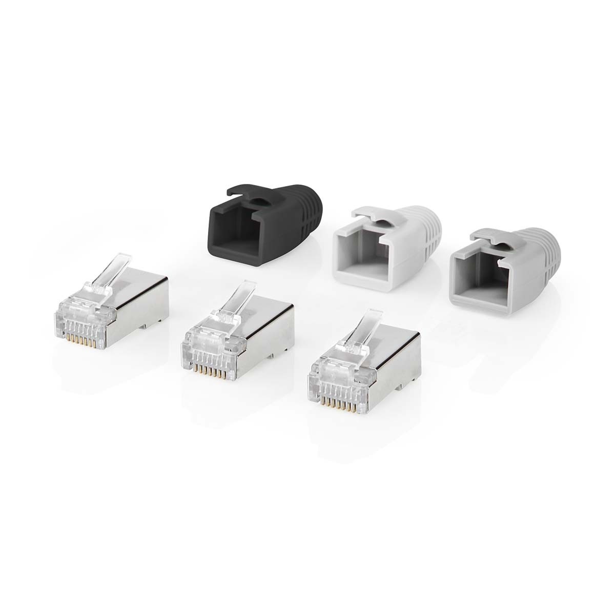Nedis RJ45 krimp connectoren (STP) met doorsteekmontage voor CAT6a netwerkkabel (vast/flexibel) - 10 stuks (incl. huls)