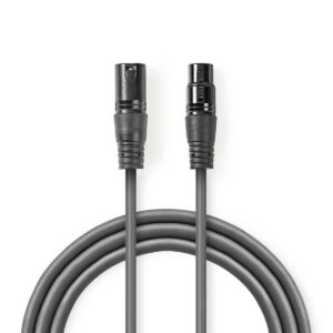 Gebalanceerde Audiokabel | XLR 3-Pins Male | XLR 3-Pins Female | Vernikkeld | 1.50 m | Rond | PVC | Donkergrijs | Kartonnen Sleeve