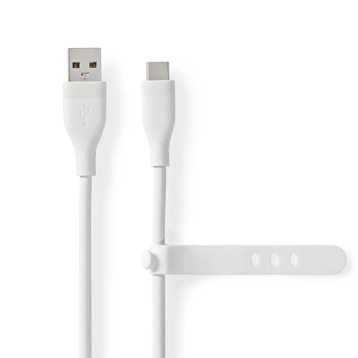 Nedis USB-C naar USB-A siliconen kabel - USB2.0 - PD 15W / wit - 1,5 meter