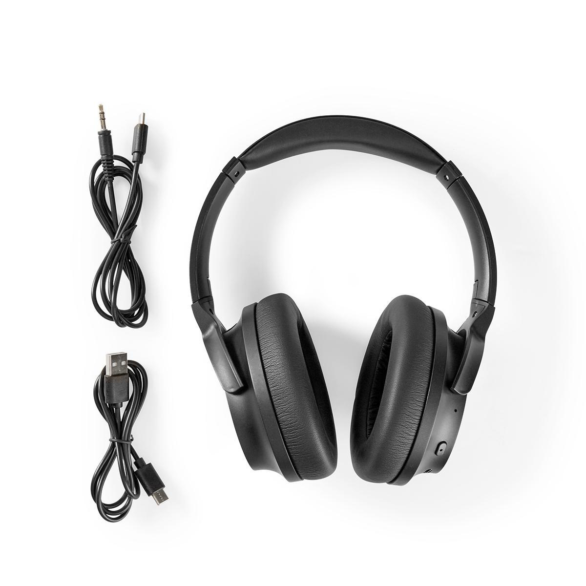 Nedis premium stereo over-ear Bluetooth hoofdtelefoon met microfoon en Active Noise Cancelling / zwart - Afbeelding 8