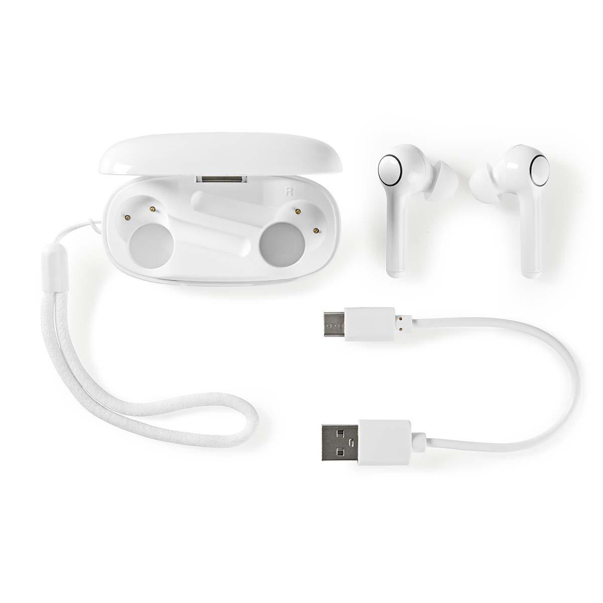 Nedis premium True Wireless Stereo in-ear Bluetooth earphones met microfoon en opbergcase - USB-C / wit - Afbeelding 8
