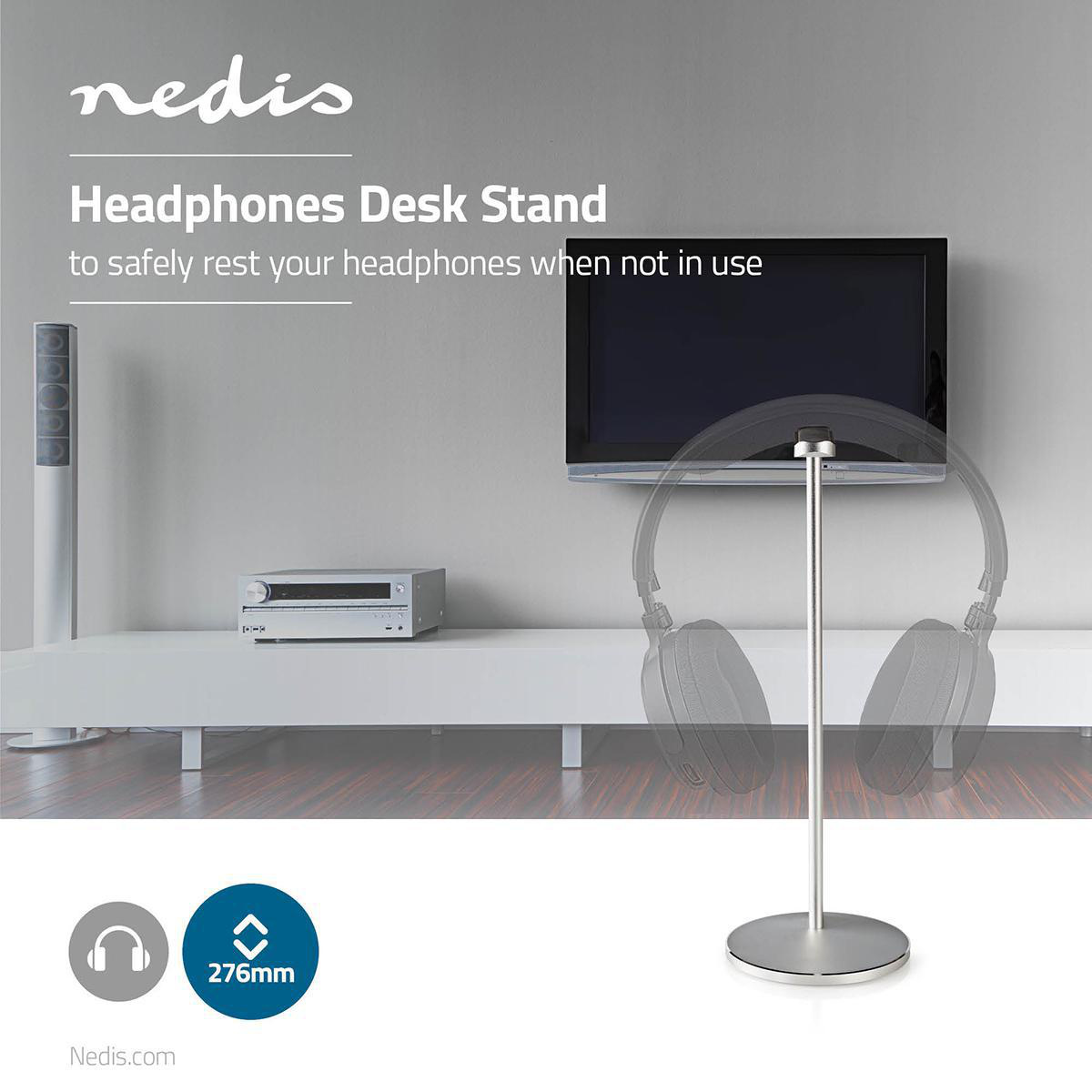 Nedis premium tafelstandaard voor hoofdtelefoons en headsets / zilver - Afbeelding 4