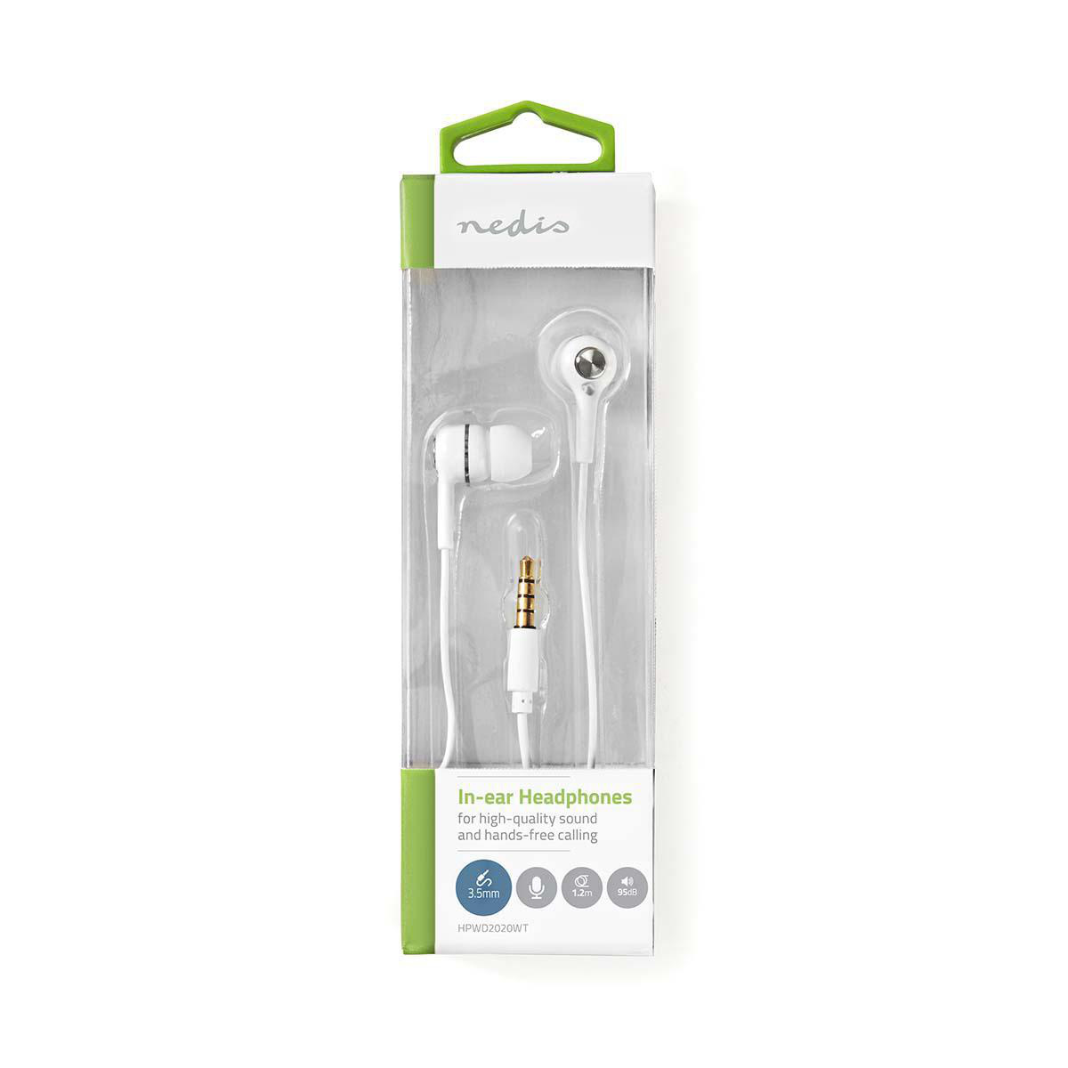 Bedrade Koptelefoon | 3,5 mm | Kabellengte: 1.20 m | Ingebouwde microfoon | Volumebediening | Wit - Afbeelding 2