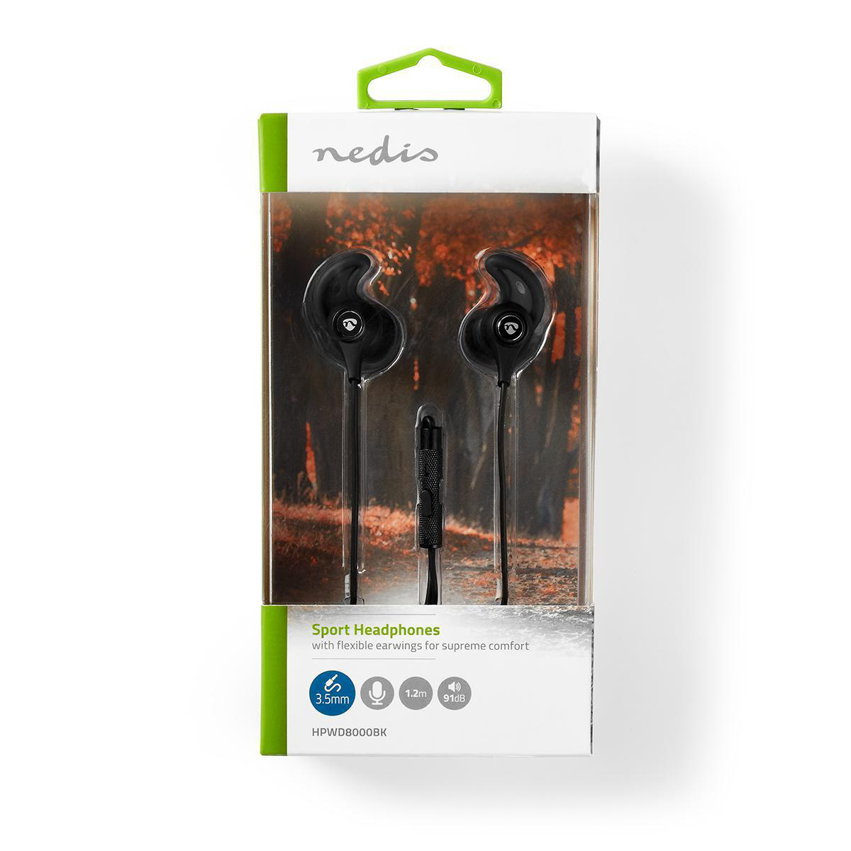 Bedrade Koptelefoon | 3,5 mm | Kabellengte: 1.20 m | Ingebouwde microfoon | Volumebediening | Ear Wings | Zwart - Afbeelding 2