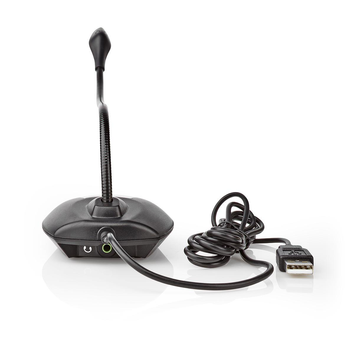 Nedis desk microfoon met flexibele nek - USB-A / zwart/grijs - 1,5 meter - Afbeelding 3