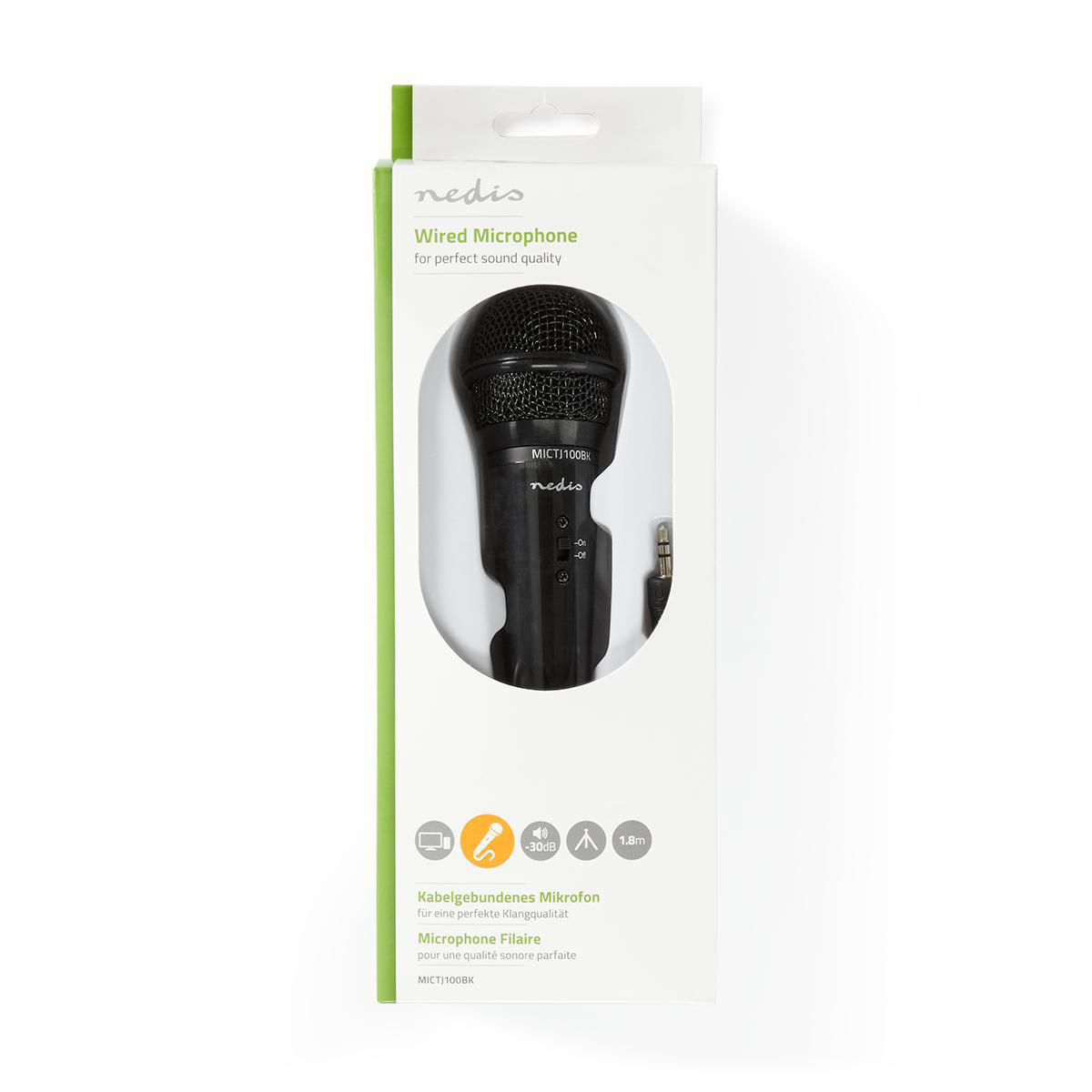 Nedis condensator microfoon met tripod standaard - 1x 3,5mm Jack / zwart - 1,8 meter - Afbeelding 7