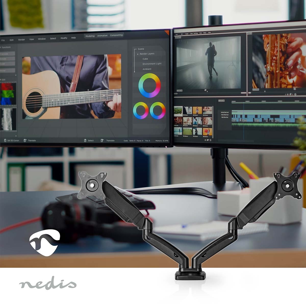 Nedis bureaubeugel voor 2 monitoren tot 32 inch | interactief - Afbeelding 9
