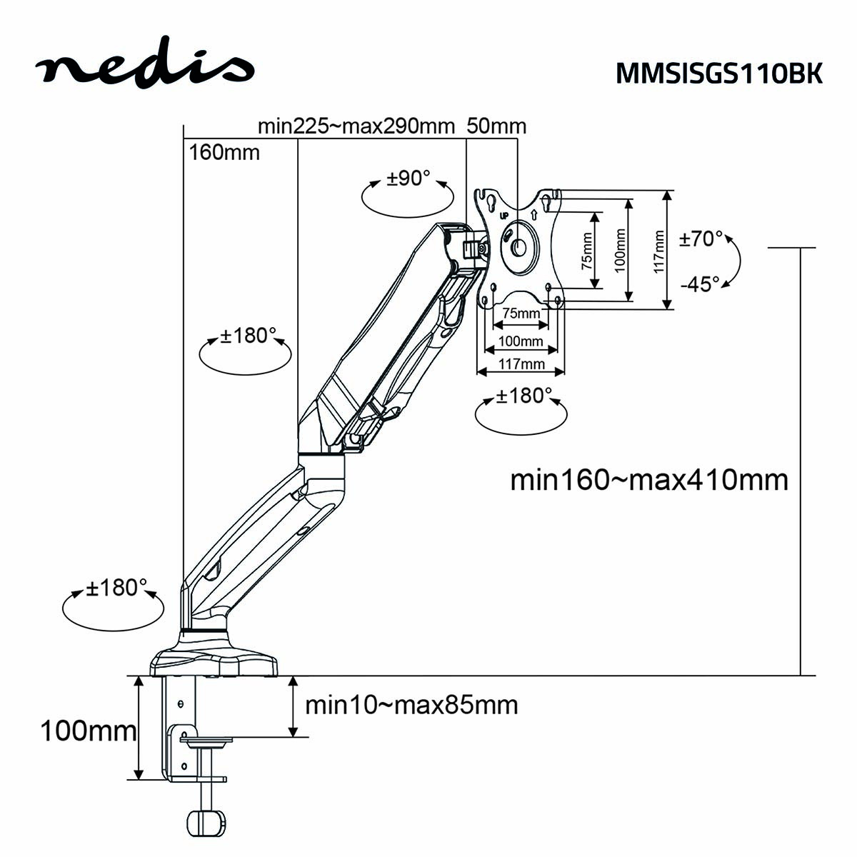 Nedis bureaubeugel voor monitoren tot 32 inch | interactief - Afbeelding 7
